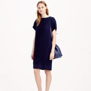 J. Crew Pleated Chiffon Shift Dress Navy Blue Size 00 Women’s